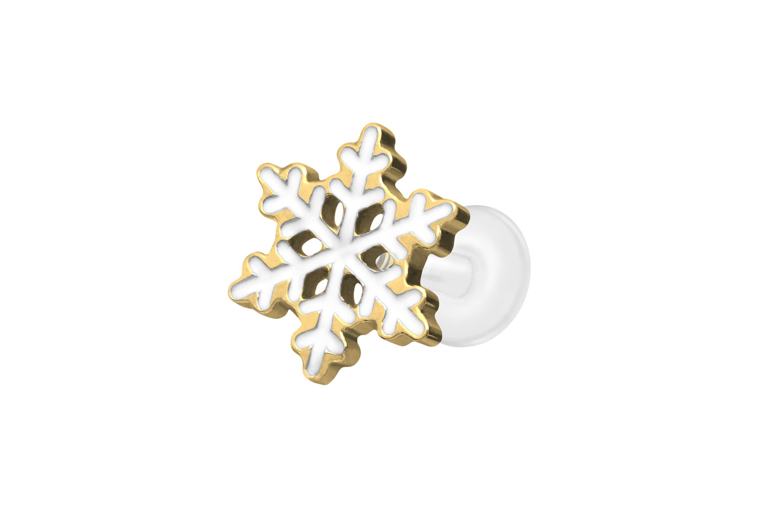 PTFE Labret Piercing mit Innengewinde + Titan-Aufsatz SCHNEEFLOCKE